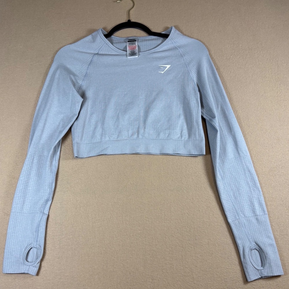 Gymshark Vital Seamless 2.0 Long Sleeve Crop Top GRAY GLCT5340 Womens L